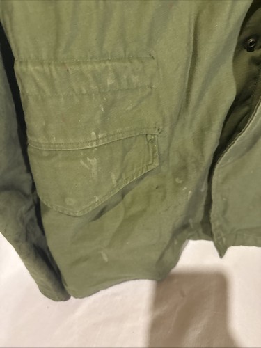 Vintage 60s Vietnam M65 Field Jacket OG-107 Military Sateen Scovill Small Hooded - Picture 6 of 18