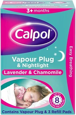 Calpol Lavender & Chamomile Vapour Plug in & Nightlight with 3 Refills 3+months
