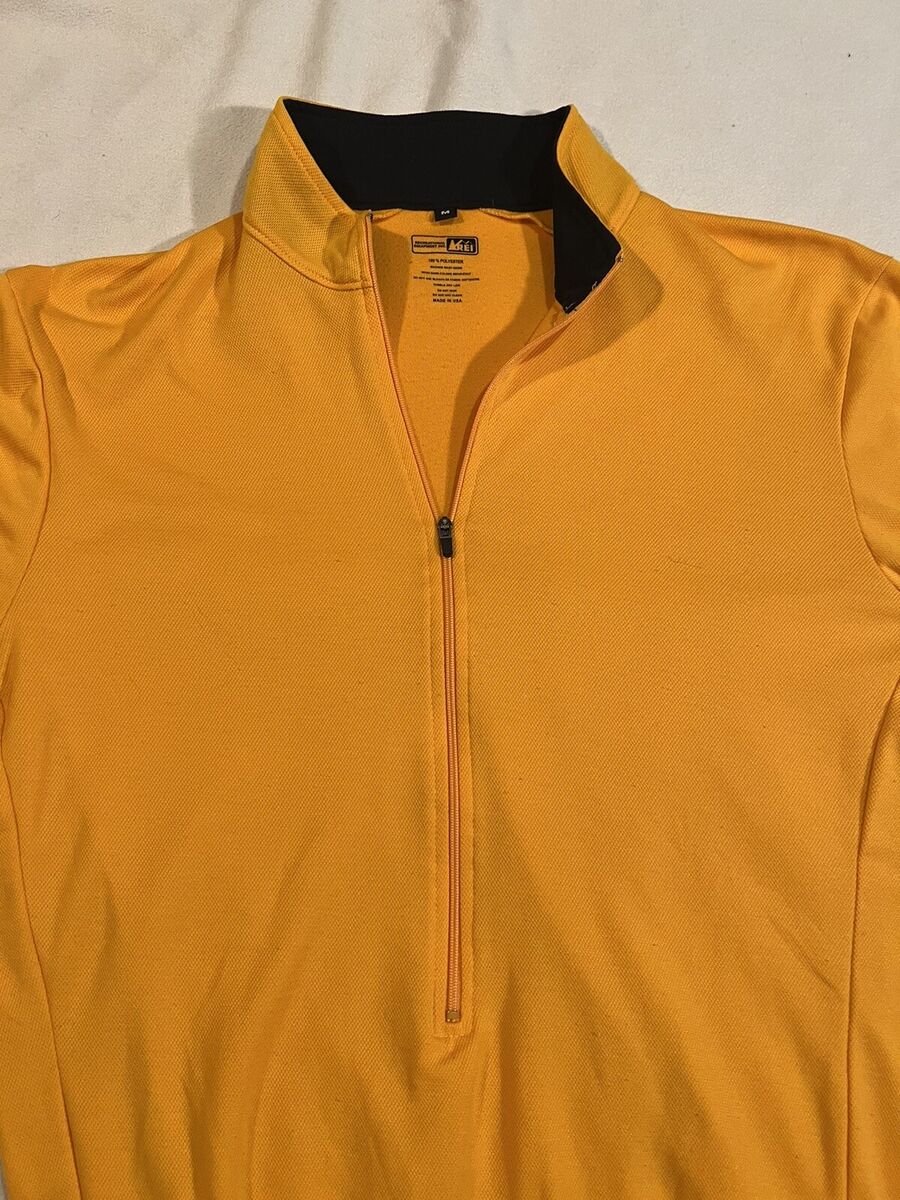REI♡ VTG REI Cycling Jersey 1/2 Zip Rear Pouch Canary Yellow Made