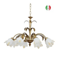 Lampadario a sospensione in ferro battuto 8 luci Vintage Made in Italy