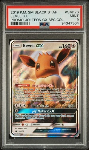 2019 Pokemon SM Black Star Promo #SM176 Eevee GX Promo - Jolteon GX SPC PSA 9