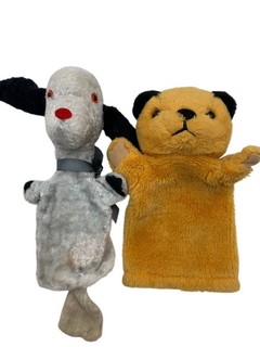 Vintage Hand Puppets Set SOOTY & SWEEP Classic Children's TV Toys