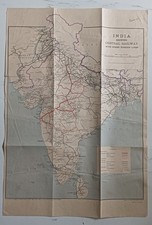 India Showing Central Railway with Other Foreign Lines Map 1957 43x62cm