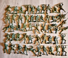 VINTAGE  ARMY 60MM MEN LOT OF 53 REMCO BMC LIDO MARX MPC DFC Tim Mee 1980 1970