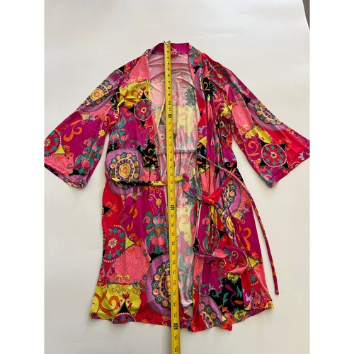 Josie Nator Pink Multi Hollywood Boho Wrap Robe Medium Lounge Fairy Paisley - Picture 10 of 19