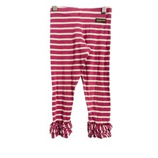 Matilda Jane Girls Magenta White Stripe Ruffle Leggings Size 4