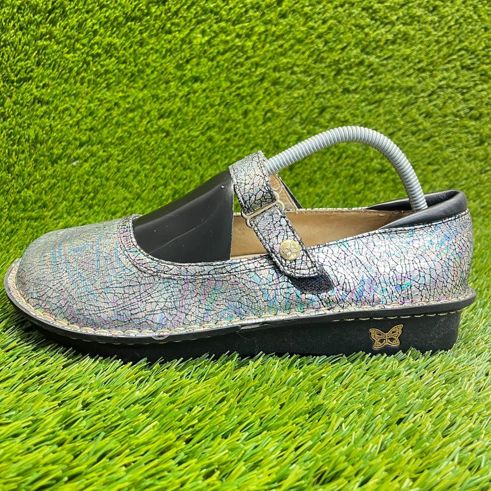 Zueco clásico para caminar Alegria Belle Mary Jane para mujer talla 9,5 azul plateado Foto 3 de 4