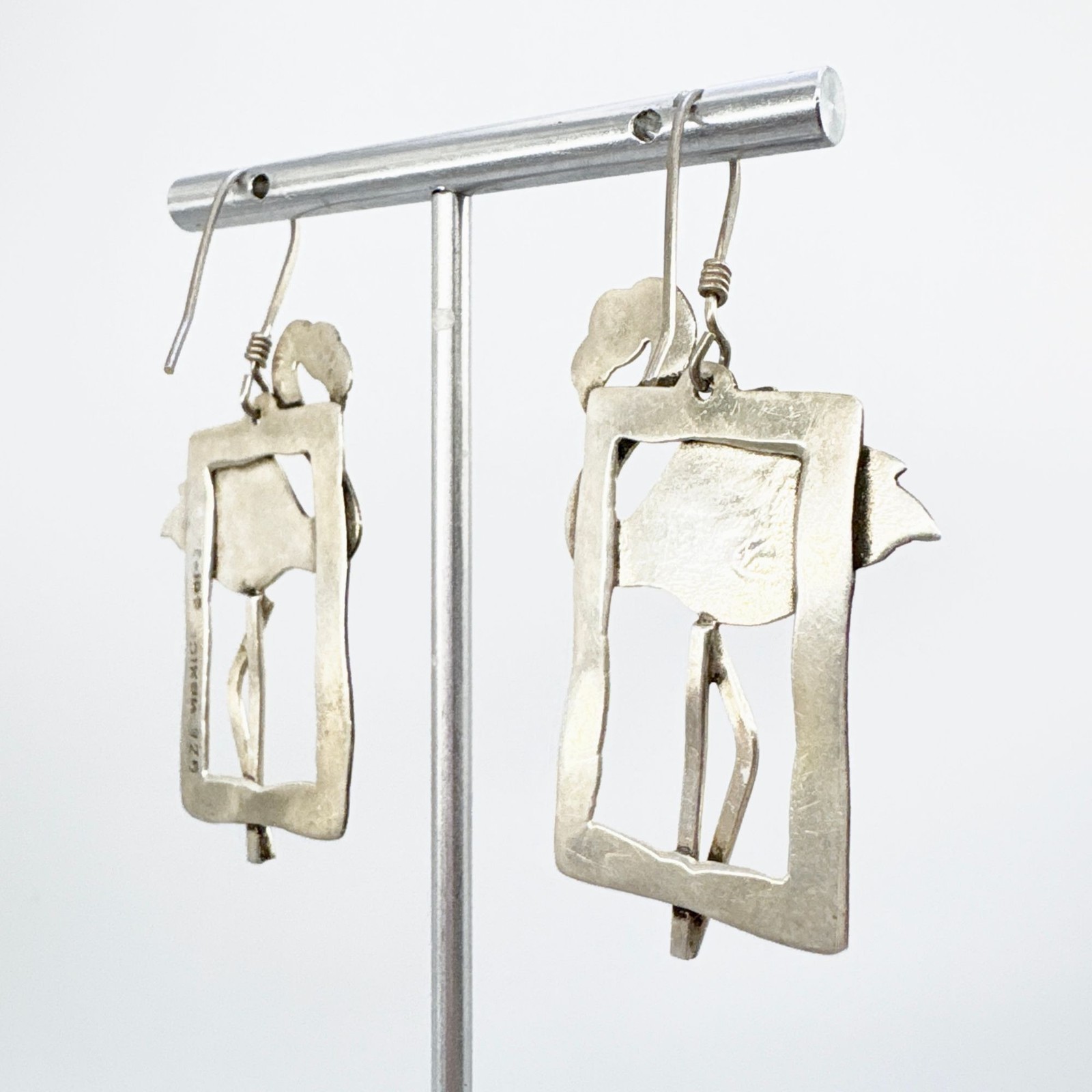 Flamingo Dangle Earrings VTG Solid Sterling Silve… - image 3