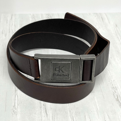 Calvin Klein Men's 36 Debossed Monogram Plaque Belt Brown Timeless Career Staple