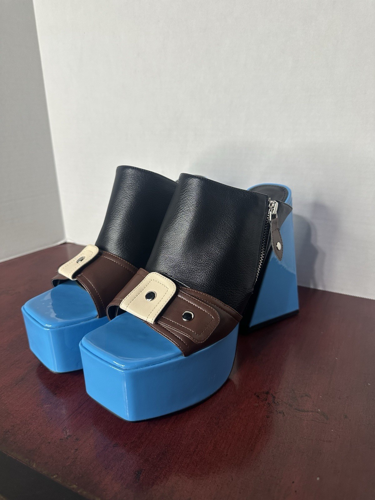 Lemonade Square Toe Flared Heel Platform Shoes St… - image 1