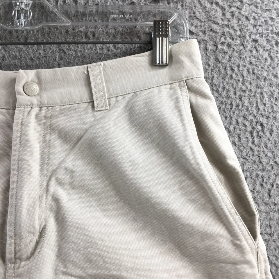 Pantalones Cortos Columbia Cargo Para Hombre 30/10 Blanco Algodón Tiro Medio Frente Plano Cremallera Mosca Foto 3 de 4
