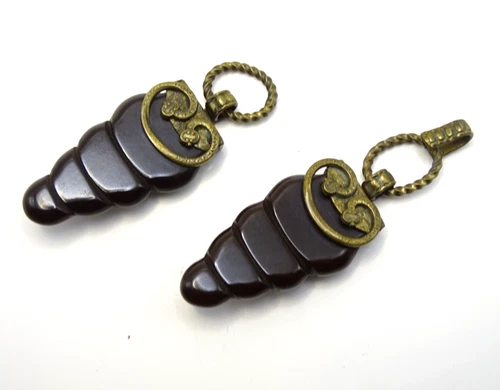 19th C. Antique Art Nouveau Victorian Cape Clasp Costume Jewelry Brooch - S1