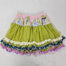 Matilda Jane Clothing Girl's Full Skirt Elastic Waist Sheer Green Floral Size 8