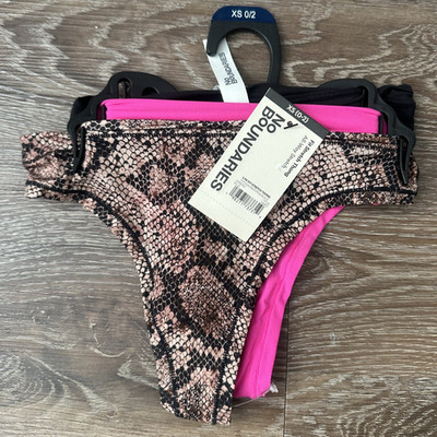 3 No Boundaries Fit Stretch Thong Python Print Pink Black Womens XS 0-2