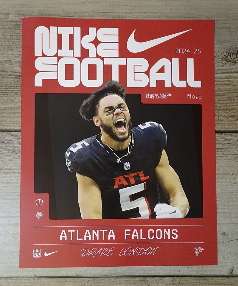 Atlanta Falcons Drake London Nike Football Rare Promo Giveaway Poster Sign 14X11 - Image 1 of 2