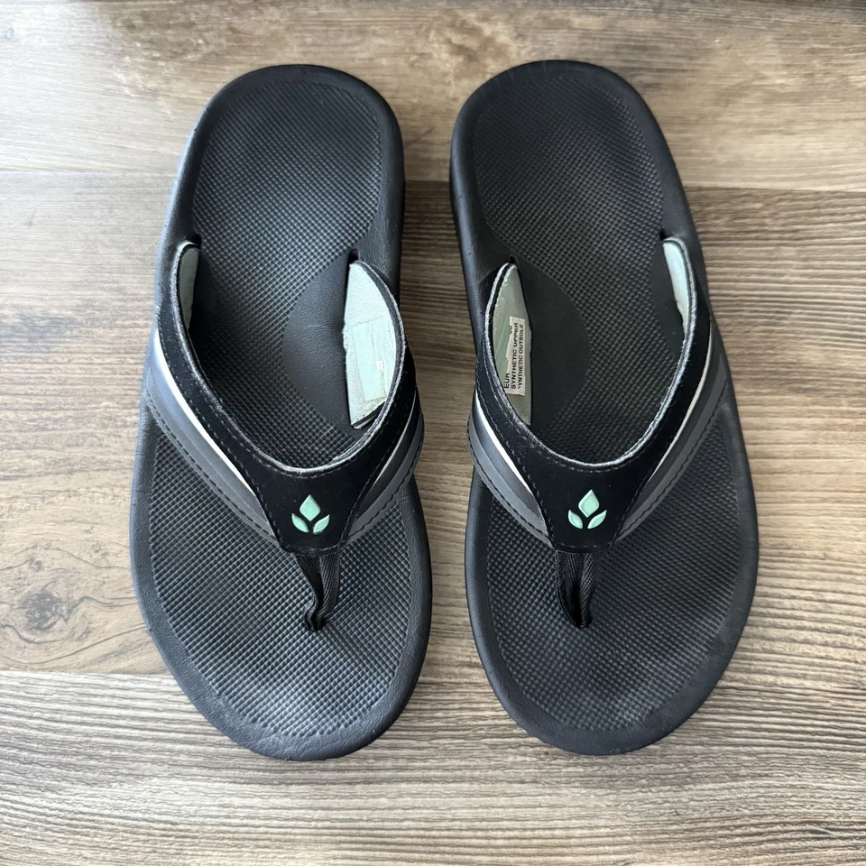 Reef Slap 3 Black Gray Flip Flop Sandals Synthetic Upper Womens Size 6 Summer - Image 3 of 4