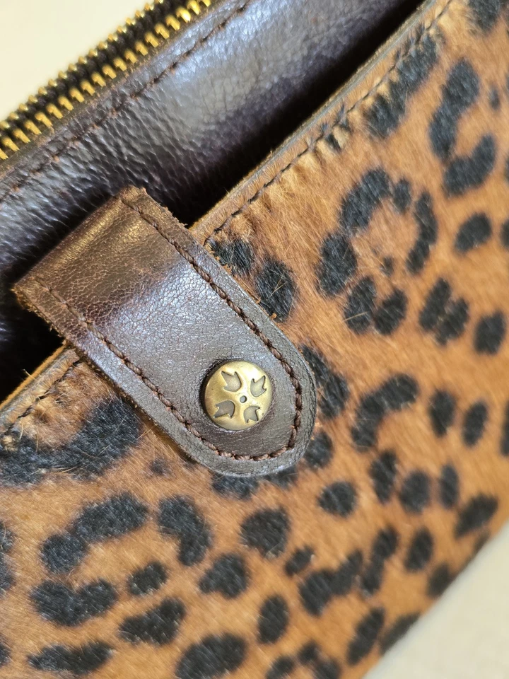 Patricia Nash Nazaire Leopard print Cow Hair leathe Brown Purse Crossbody. Used - Image 4 of 4