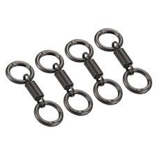 Spring Double Ring Keychain Dual Key Ring Holder Matte Black, Pack of 4 
