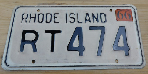 Vintage Original 1966 Rhode Island License Plate Tag # RT 474