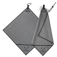 Magnetic Golf Towel for Bag 18" x 18" with Clip Exclusive Cleaning Pocket Grey