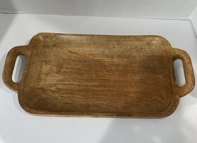 Wooden Tray with Handles 19  X 9.5  Natural Finish