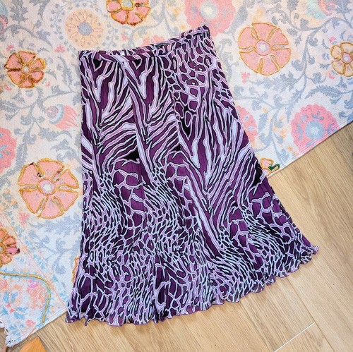 Gerry Weber Bright Purple Animal Print Midi Pleated Skirt Special Occasion 14