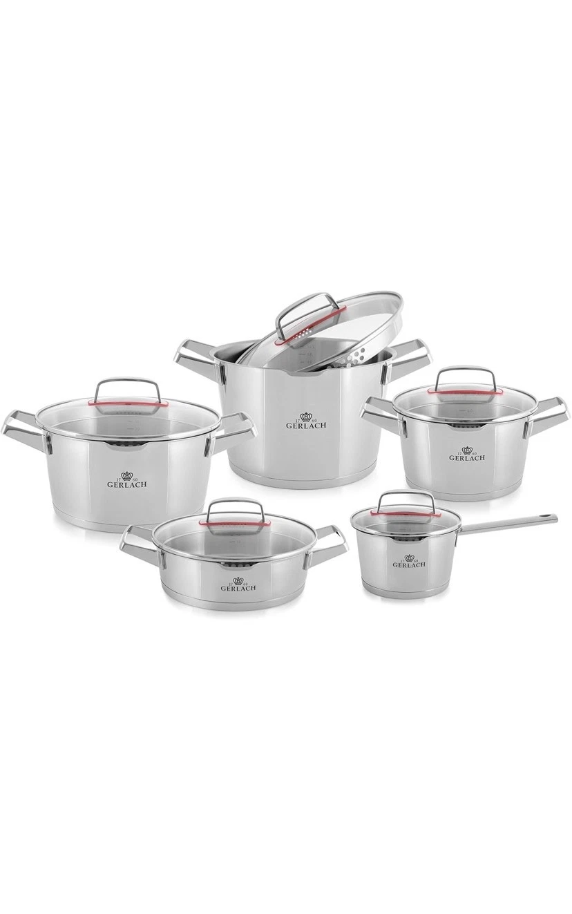 Gerlach Cookware Set Made 18/10 with 10 Elements Superior-, Stainless Steel