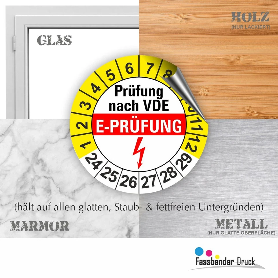 E-Prüfung nach VDE Prüfplaketten GELB Ø 20 I 30 I 40 mm I Wartungsetiketten - Bild 4 von 4