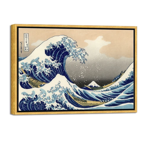Framed Canvas Print Wall Art Great Wave Kanagawa Katsushika Hokusai Artwork