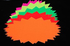 12 x LARGE DAYGLO NEON FLUORESCENT STAR FLASH PRICE CARDS| 12"x7" | 30cm x18cm