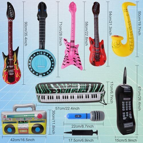 PCS Inflatable Rock Star Toy Set Inflatable Instruments Party 15 Rock Style - Picture 3 of 8