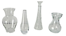 4-Piece Set of Elegant Clear Glass Vases Tear Drop/Bulb/Embossed Bud/Classic Urn