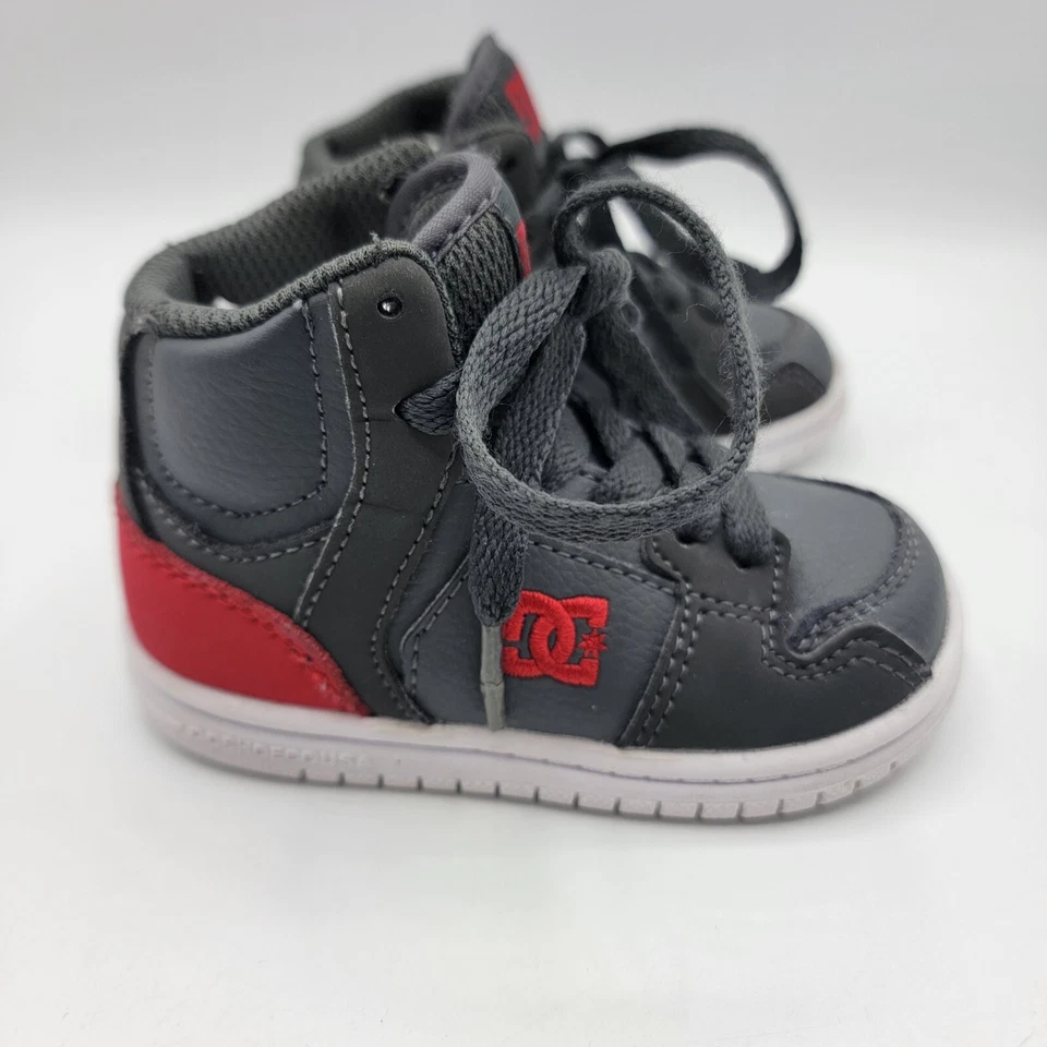 DC Spark High RS Tenis Niño Pequeño Talla 5 Gris Rojo Alto Zapatos Monopatín Foto 2 de 4