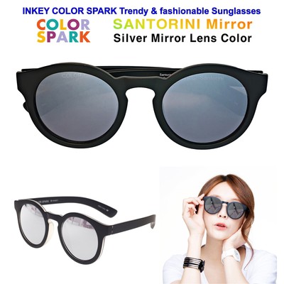 black frame silver mirror sunglasses