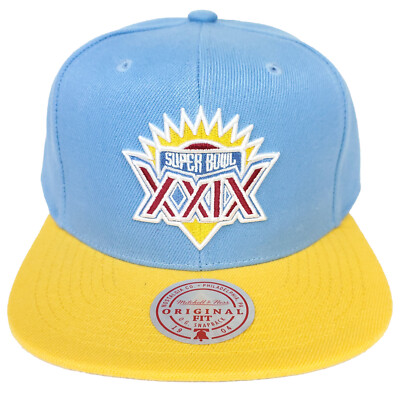 Super Bowl XXIX Mitchell & Ness NFL Snapback Hat Cap 3D Logo Blue Yellow NWT