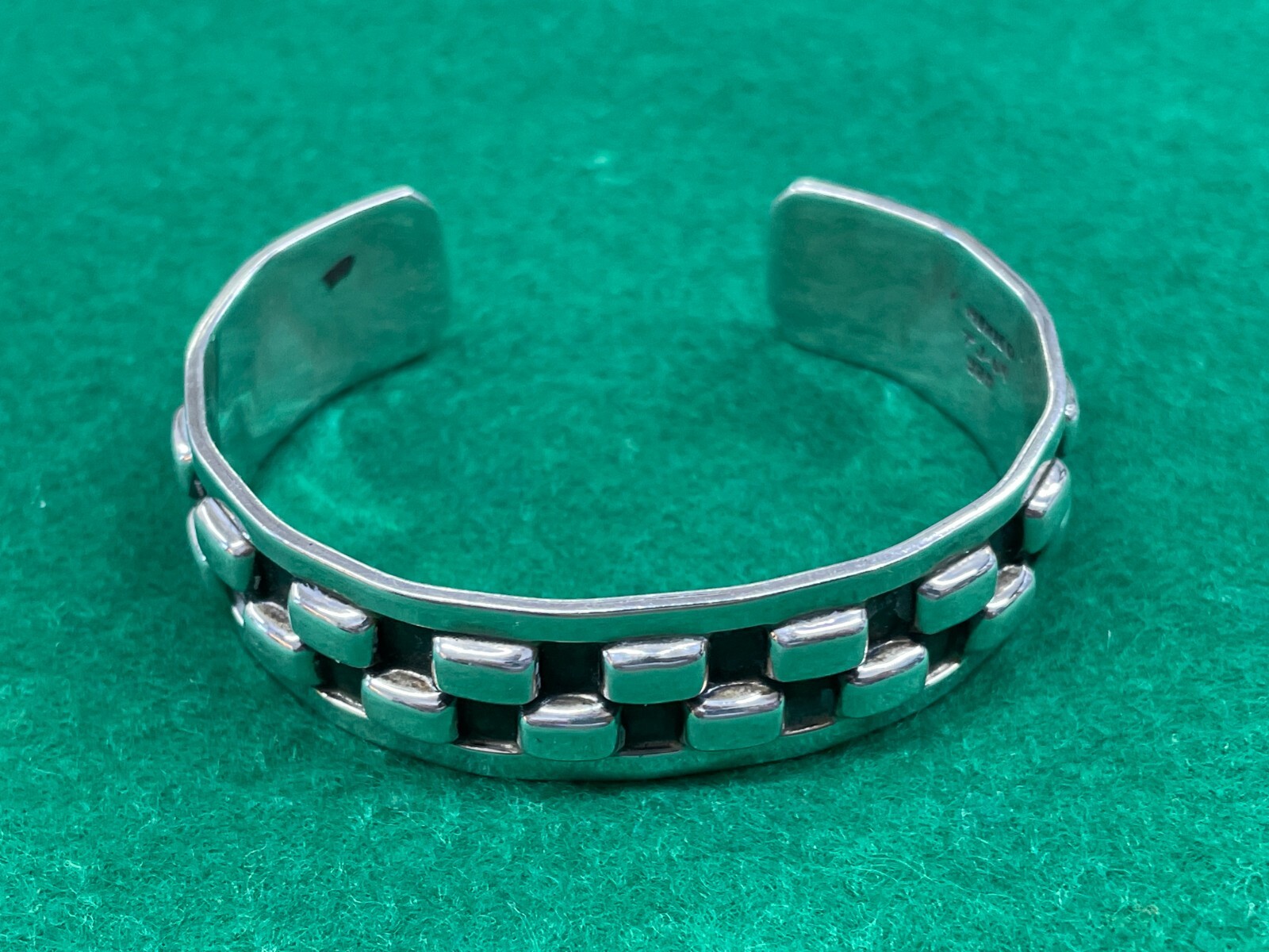 SOLID STERLING BLACK SILVER CUFF BANGLE BRACELET … - image 1