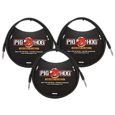 Pig Hog 3ft 1/4" TRS - 1/4" TRS Cable - 3 Units
