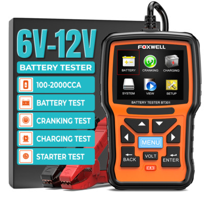 FOXWELL BT301 Car 6V 12V Battery Tester Battery Cranking Charging Analyzer Tool