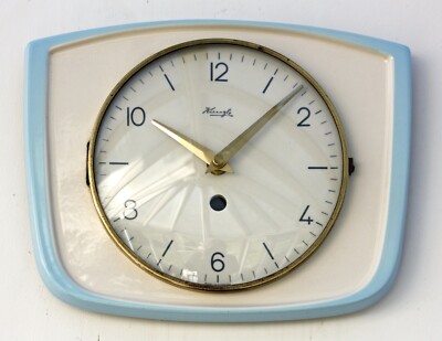 Vintage 25cm Kienzle Wanduhr - Keramik Retro Atomic Mid Century Blau Deutsch