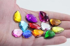 25x18mm Flat Back Teardrop Acrylic Rhinestones Plastic Costume Gems 20 Pcs