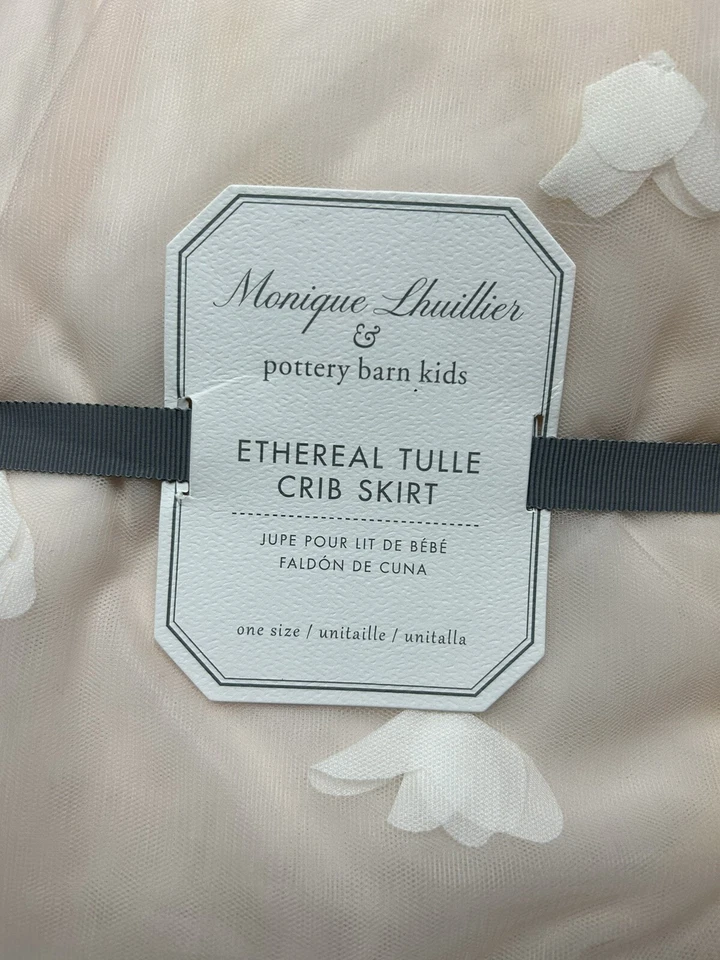 Pottery Barn Kids Monique Lhullier Ethereal Tulle Baby Crib Skirt Blush Pink NEW - Image 2 of 4