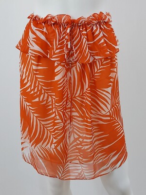 Milly Silk Palm Print Skirt Orange Size 2