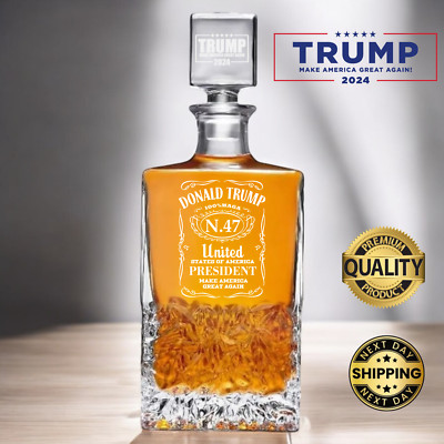 Donald Trump N.47 US President-  Engraved Whiskey Decanter - LET'S CELEBRATE