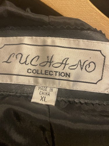 Womens Luchano Collection Jacket Size XL Trench Black Leather Full LengCollared - Picture 9 of 15