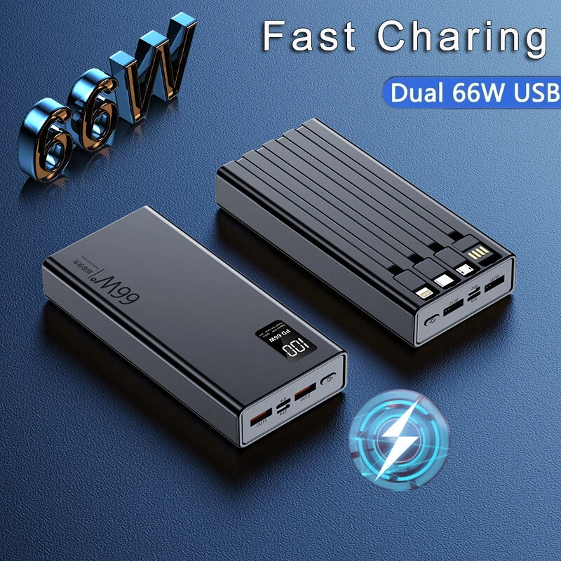 66W 2 USB & 4 Cables Battery Pack for Heated Vest Jacket Pants Scarf Power Bank - Image 3 of 4