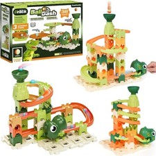 Kid Marble Run Building Blocks Dino Toy - Montessori Learning STEM Ball Race Tra