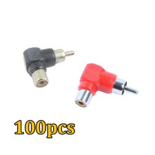 Lot 100pcs RCA right angle connector adapters M/F male to female 90 degree elbow