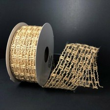 Expandable Jute Ribbon Natural 1 1/2" Wired 10 Yards FREE SHIPPING 934015010