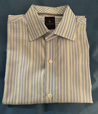 TAYLORBYRD 100 Cotton Men's L/S Shirt Sz XL Shaped Fit Blue Stripe