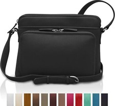 Ili New York - Leather Shoulder Handbag W/side Organizer - One Size, Black 